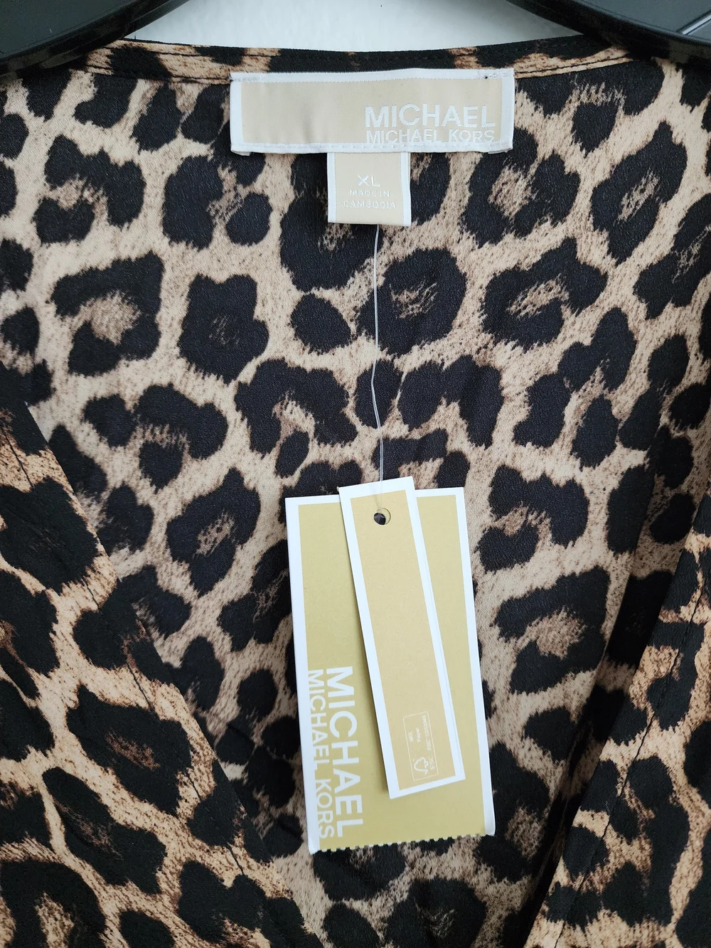 Michael Kors Brown Leopard Print Long Sleeve Ruffle Dress